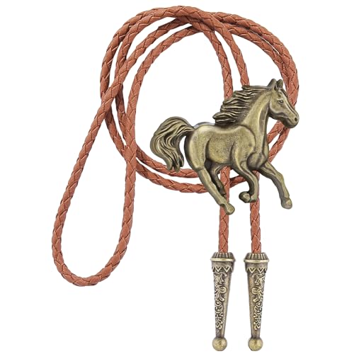 Image of GelConnie Bolo Ties for Men Women Western Cowboy Tie Mens Western Necklace Leather Necktie Gold Bolero Tie Cowboy Necklace