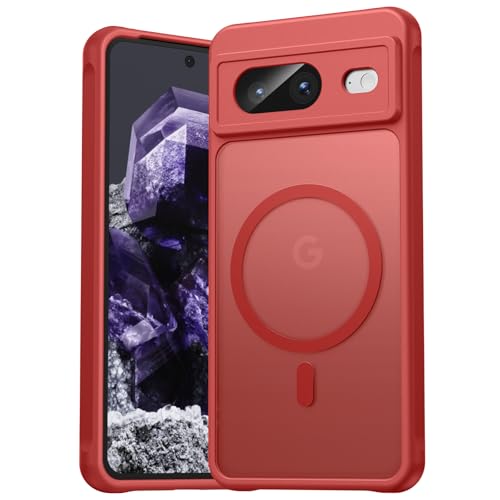 EASDNB für Google Pixel 8 Hülle für Magsafe Magnetisch Handyhülle für Pixel 8 Case Kameraschutz Stoßfeste Kratzfeste Durchscheinende Schutzhülle für Google 8 Rot