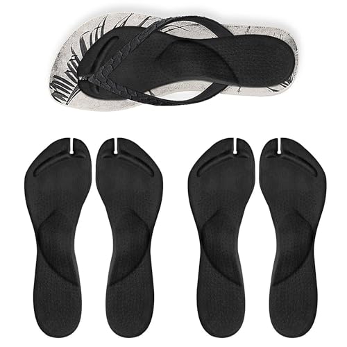 Image of SooGree 2 Pairs Gel Arch Support Cushion Insoles Adhesive Silicone Flip Flop Thong Inserts Invisible Slim Inserts Pain Relief Anti-Slip Shock Absorption Plantar Fasciitis (Black, L)