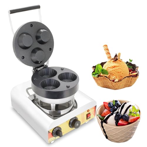 KJZQXYX Máquina para Hacer Conos de Helado, máquina eléctrica para Waffles con Hamburguesa rellena de 1600W, máquina para Rollos de Huevo, Waffle de Helado crujiente