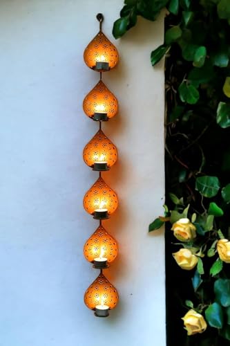 Image of METSY Stylish Metal Cutting Edge Candle Light Holder Leaf in Rectangular Shape | Metal Art | Home Decor Items (Golden Triangular) (Golden Liner)