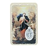 Image religieuse plastifiée de Marie qui Défait les Nœuds avec une médaille et une prière. Un format de poche pour garder près de vous cette image de Marie qui Défait les Nœuds.