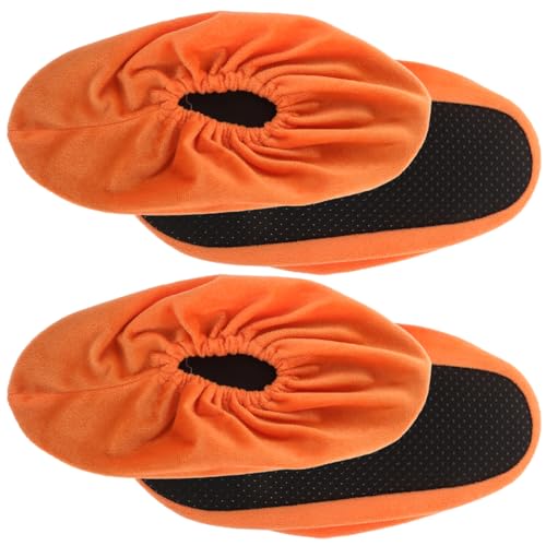 GOOHOCHY 2pairs Bowling Shoe Covers for Adults Non-Slip Protective Footwear Stylish Orange Color Comfortable Indoor Use of Bowling Accessories