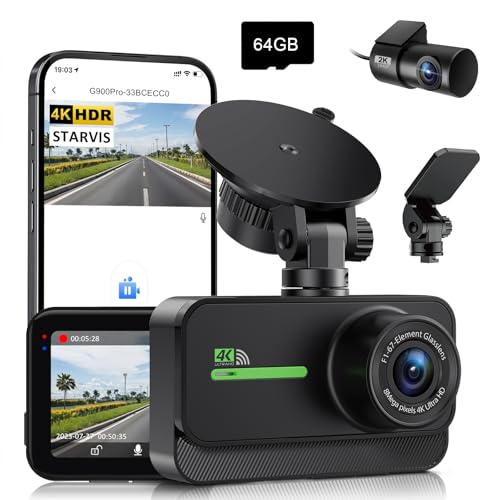 Gmaipop Dash Cam Front And Rear 4K+1440P, Dual Wifi Dash Camera For Cars With 64Gb Card cover