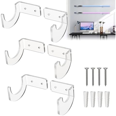 Dabolang LightSaber Wall Mount Holder,3 Pair Acrylic Transparent Lightsaber Stand,Lightsaber Display Stand,Katana Wall Mount,Lightsaber Display Rack For Display Lightsaber,Katana Cover