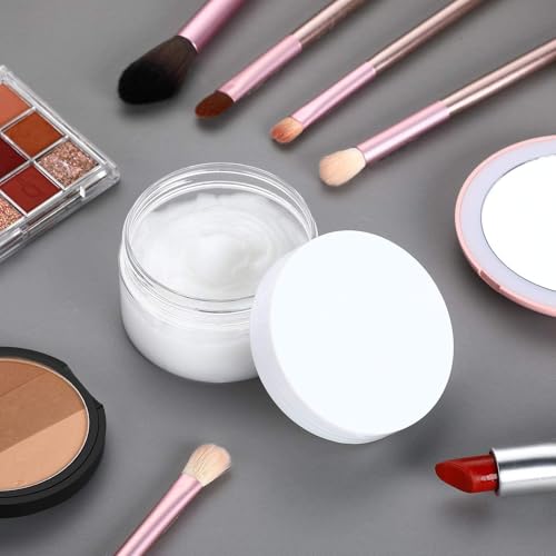 Image of Patelai 4 Pieces Round Wide-mouth Leak Proof Plastic Container Jars with Lids for Travel Storage Makeup Beauty Products Face Creams Oils Salves Ointments DIY Making(4 Ounce,White)