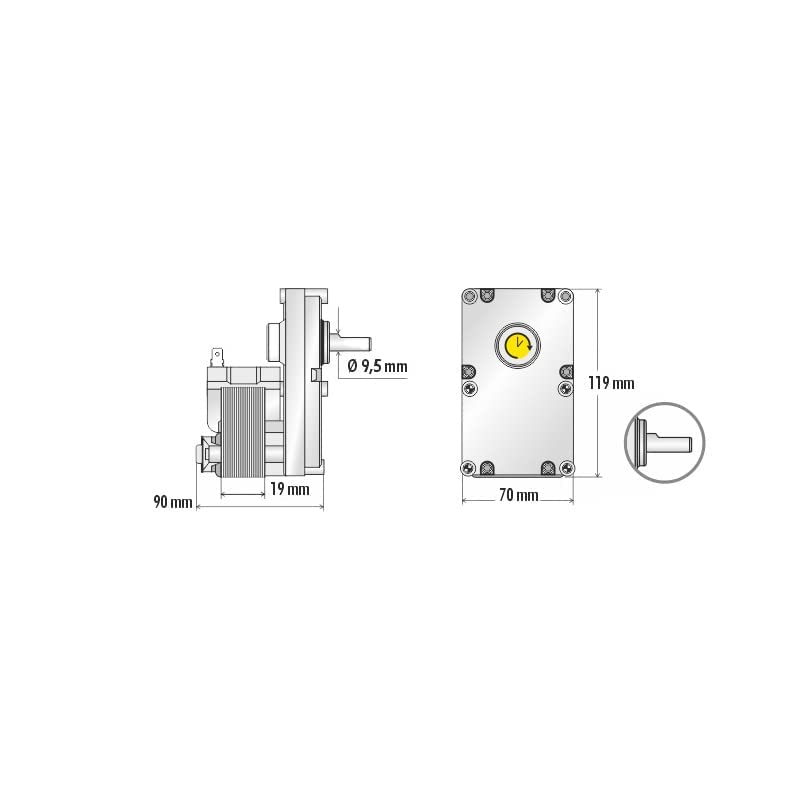 Motoréducteur Mellor FB1187, 2RPM pour les poêles à granulés Eco Spar
