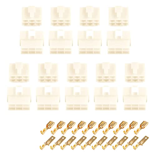 Glarks 180Pcs 6.3mm 8 Pin Way Electrical Automotive Wire Connector Male Female Socket Plug and Terminals Kit for Motorcycle, Bike, Car, Boats (10Set 6.3mm 8P)
