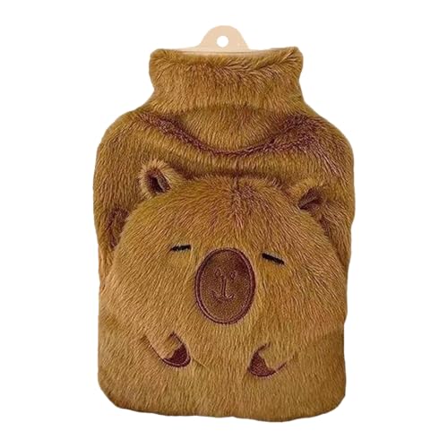 Teksome Botella De Agua Caliente | Diseño De Capibara 1000 ml Retención Del Calor | Bolsa De Agua Calentada,Para Cuello Espalda Escuela Hombro Camping Piernas Viaje Mano Hombres Niños Mujeres