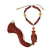 Amuleto Tallado en Madera de Durazno, Colgante Detallado y Seguro, Decoración para Auto, Amuleto Auspicioso - Artesanía Fina, Estilo Retro, Ideal para Protección y Decoración