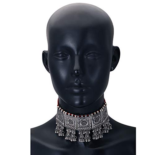 Jwellmart Indian Oxidized Polish Peacock Designer Statement Thread Choker Necklace Fashion Jewelry for Women2