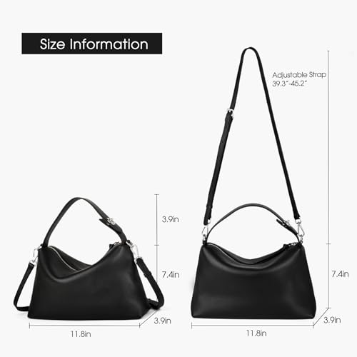 Image of DONNAIN Premium Full-Grained Leather Crossbody Bags for Women, Slouchy Shoulder Bag with Adjustable Strap and Tote Handbag