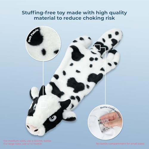 Image of Best Pet Supplies Squeaky Dog Toys with Soft Durable Fabric for Small, Medium and Large Pets Interactive Toy for Indoor Play, Supports Active Biting and Play - Cow, Small