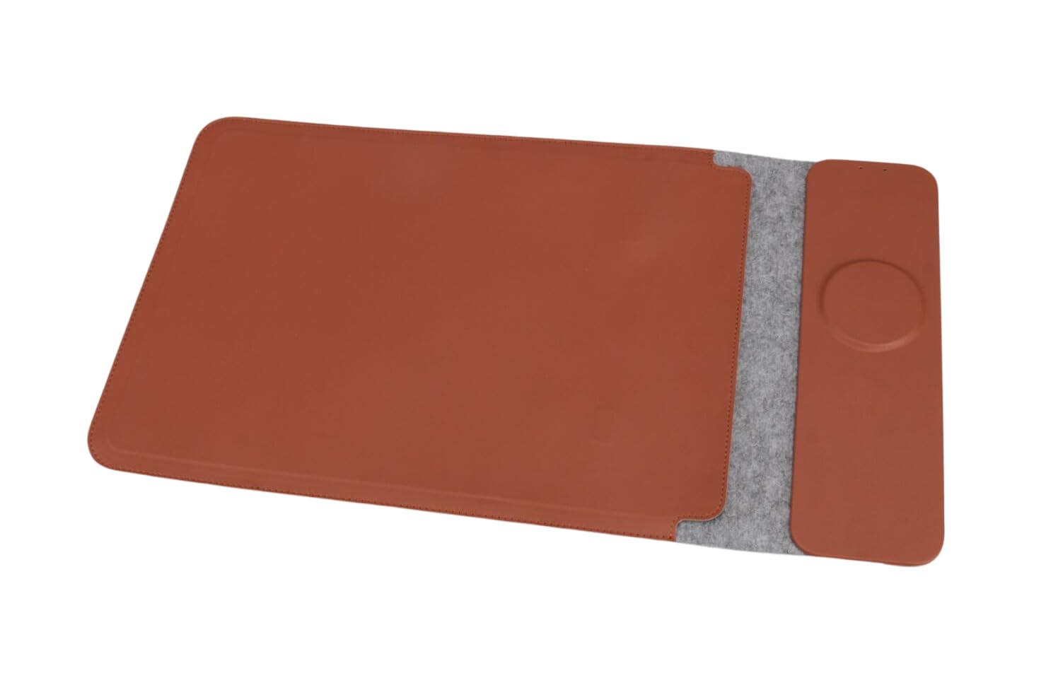 GiftOlogyLaptop Sleeve with 15W Wireless Charging – 4-in-1 Leather Sleeve, Mousepad & Deskpad – Charging for Phones & Earbuds – Protects 13-14 Inch Laptops – Stylish & Functional - Black (Tan)