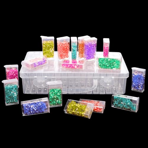Image of Pumtus 3 Pack Diamond Art Storage Containers, 192 Grids Acrylic Bead Box with Label Stickers, 5D Diamond Dot Art Case, Embroidery DIY Art Craft Storage Jar for Sewing, Nail, Rhinestone, Seed
