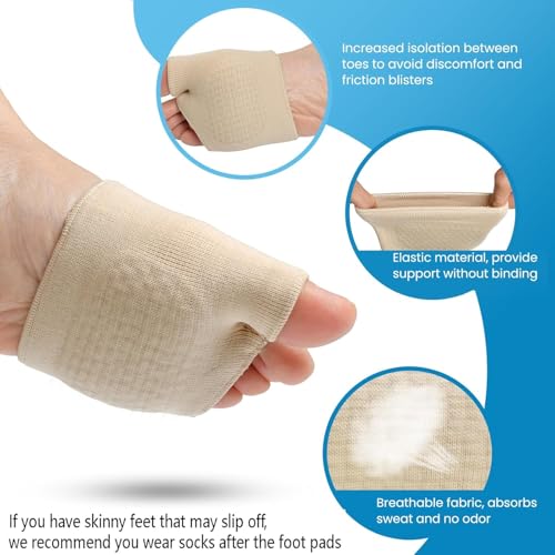 Image of Belanto Metatarsal Pad for Women and Men, 1 Pair Forefoot Pad for Pain Relief, Hallux Valgus Bunion Foot Sleeve, Ball of Foot Cushion with Gel Pad, Morton's Neuroma, Metatarsalgia Support, Beige