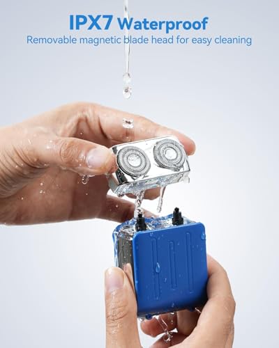 Image of Mini Electric Shaver for Men - USB C Fast Charge Portable Small Shavers with LED Display - IPX7 Waterproof Wet and Dry Travel Electric Razor Dual Head Pocket Shaver for Beard Face