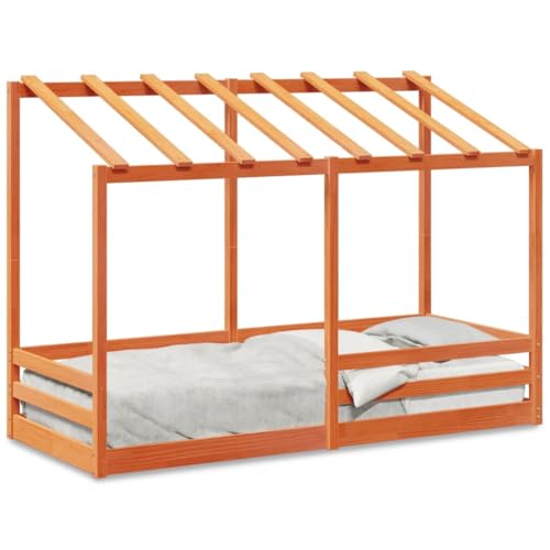 Genérico Wenjingqi Cama Infantil con Techo Madera Maciza Pino marrón 90x190 cm, Marrón 847008