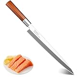 Rondauno Sashimi Knife Yanagiba Sushi Knife 10 inch Japanese High Carbon Stainless Steel for Precision Fish Slicing and Filleting with Ergonomic Wooden Handle