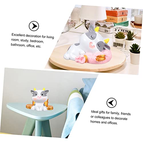 Toyvian 4Pcs Cow Resin Miniature Ornaments Cake Decoration Bull Statue Bull Figurine Feng Shui Chinese Zodiac Ox Figurine Mini Cow Figure Figurine Ox New Year Figurines Resin Cow Doll Doll #TOP2
