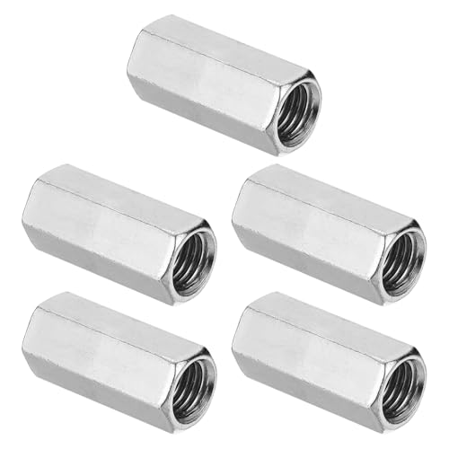 PATIKIL 3/4"-10 UNC Hex Coupling Nuts, 5Pcs 2.24" Long Fully Threaded Rod Coupling Nut Studding Connector Fasteners Galvanized Carbon Steel