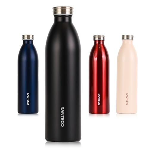 SANTECO Termo de acero inoxidable de 1000 ml, 1 litro, a prueba de fugas, para viajes, bebidas, café