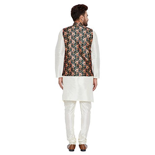 Image of SOJANYA (Since 1958, Men's Silk Blend Grey Kurta Pyjama & Silk Blend Jacket Combo