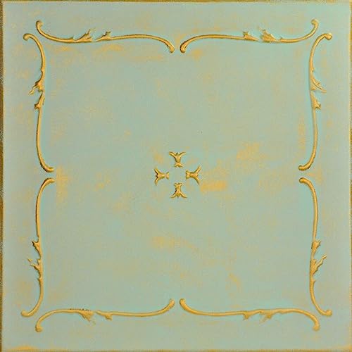 A La Maison Ceilings R05 Spring Buds Foam Glue-up Ceiling Tile (256 sq. ft./Case), Pack of 96, Gold Moss