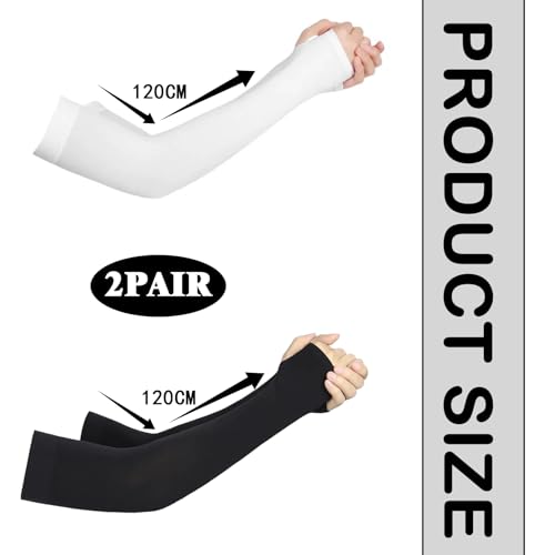 2 Paar Armstulpen, Eisseide Ärmel Sonnenschutz, Ärmel UV-Sonnenschutz Ärmlinge Armschutz, Gaming Armsleef, Armlinge Radsport Herren, Armlinge mit Daumenlöchern für Damen Herren Fußball Basketball Golf