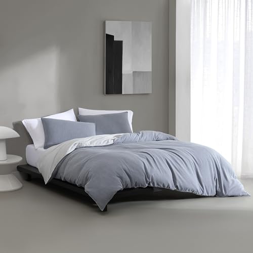 Calvin Klein - QueenDuvet Cover Set, Reversible Tencel Bedding with Matching Shams, Oeko-Tex Certified (Slate Blue, Queen)