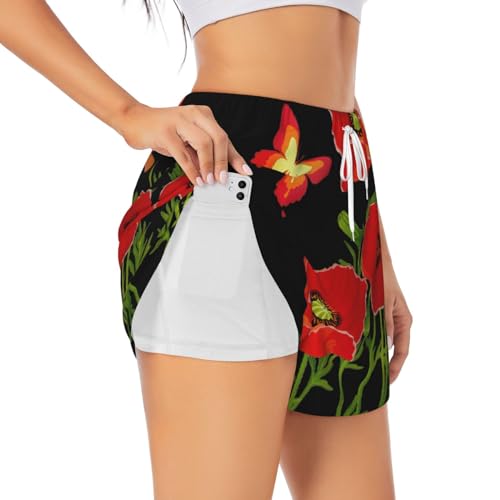 Pantalones cortos deportivos de cintura alta con estampado artístico de tinta abstracta de color gris mármol para mujer, secado rápido, para gimnasio, entrenamiento, para verano, Blanco, S