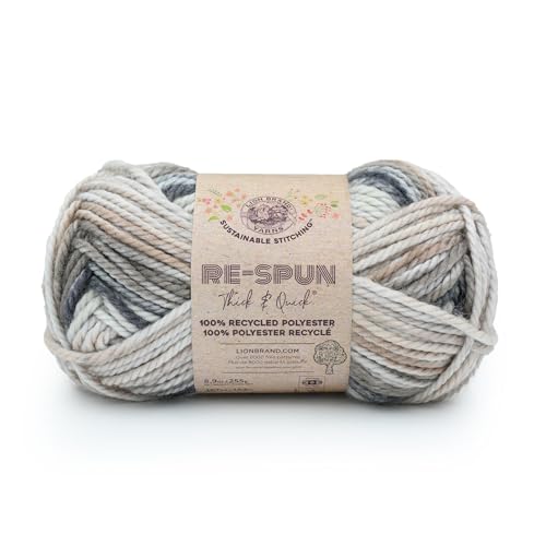 Image of Lion Brand Yarn, Re-Spun Thick & Quick Yarn, Sable, Multicolor, 1 Pack