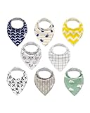 ALVABABY Baby Drool Bibs 100% Cotton Teething Feeding Bandana Bibs For Boys And Girls Super Absorbent Reusable Washable 8 Pack Newborn Infant Toddler Baby