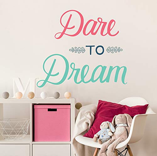 Paper Riot Co. Inspirational Wall Stickers Dare to Dream Positive Motivational Removable Adhesive Decals for Classroom Kids Room Nursery Bedroom Home Decor