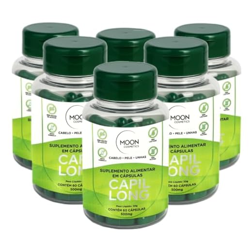Kit 6 Vitamina Capilar Anti Queda Tratamento Pele Seca Unha Forte Suplemento Natural Crescimento Fortalecimento Saudavel