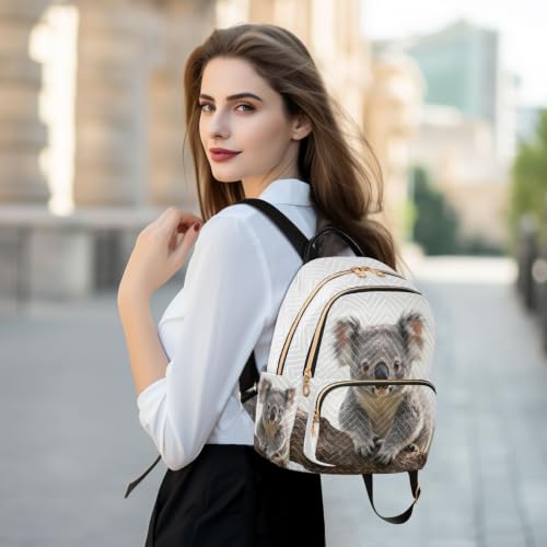 Sac à dos koala gris imprimé en polyester léger de grande capacité
