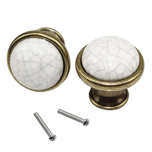 Gad2go 6Pcs Cabinet Knob Vintage Ceramic Drawers Knobs 34mm Round Knob Pull Handle for Furniture Kitchen Cabinet Cupboard Drawer - Image 2