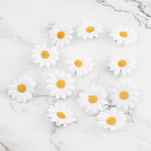 12 piezas pinzas para cabello margarita blancas miniatura 5