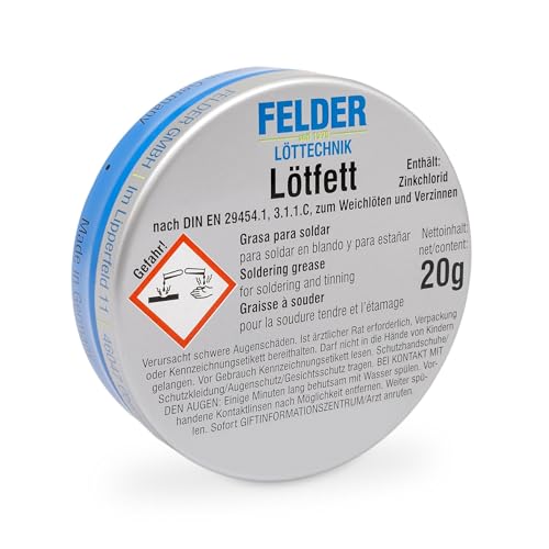 GALLUNOPTIMAL by FELDER Lötfett für allgemeine Weichlötarbeiten an Kupfer und Kupferlegierungen, korrosiv F-SW 12, 20 g Dose - GOFT20