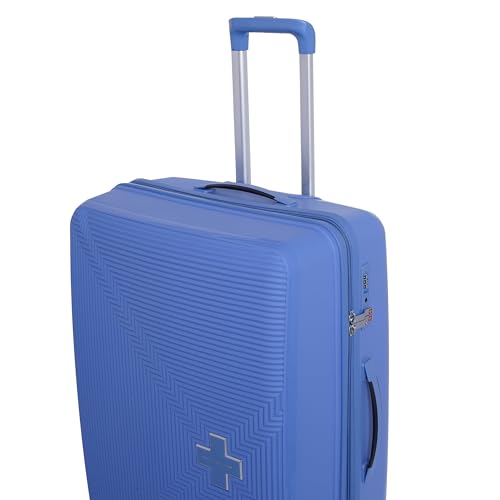 Image of SWISS MILITARY Maze Hard Top Black Polypropylene (PP) Luggage Trolley Bag with TSA-Lock & Body Coloured 360 Degree Rotatable 8-Wheels,Color -Sky Blue,28 Inch