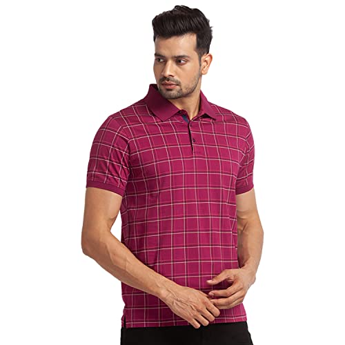 Image of Park Avenue Men's Pure Cotton Print Pattern Slim Fit Polo Collar Half Sleeve Casual T-Shirt