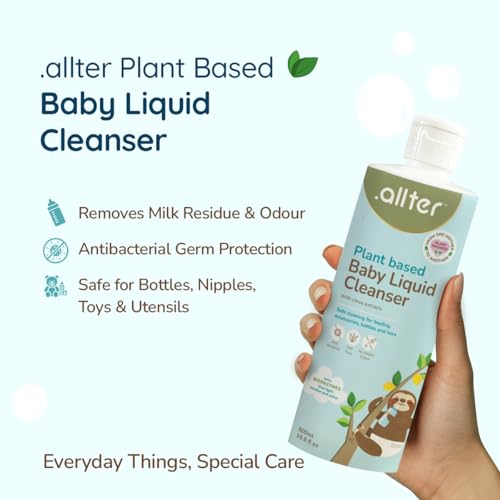 Image of .allter Plant Based Baby Liquid Cleanser for Bottles, Nipples, Toys & Utensils, With Coconut Cleansers & Natural Citrus Extracts | Residue-Free, Toxin-Free, Antibacterial | 500ml, Pack of 2