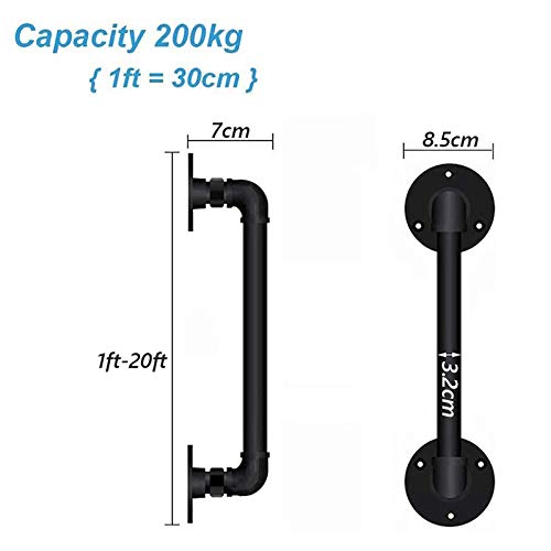 Pasamanos de escalera de hierro forjado de 10 pies con acabado industrial negro mate 3