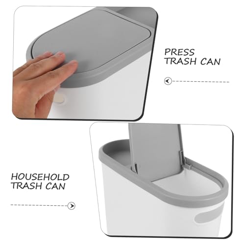 Caneca de basura rectangular blanca con tapa para baño miniatura 2