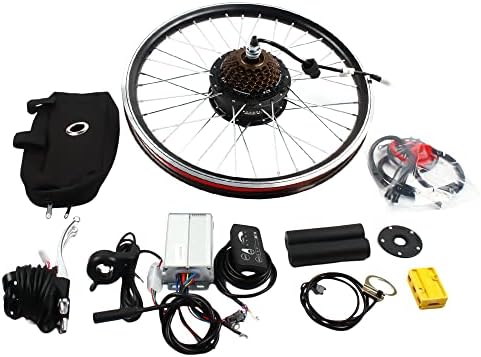 Electric Bicycle Conversion Kit, E-Bike Front/Rear Wheel Motor Brushless and Gearless Hub Motor Set E-Bicycle Conversion Kit for 26″/20″ Bike(US Stock)