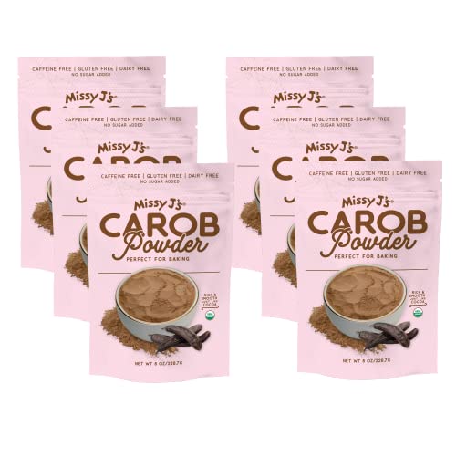 Missy J's Organic Roasted Carob Powder 8 Ounce 6 Pack | Carob Made, Vegan And Gluten-Free | Healthy Caffeine Free Substitute For Chocolate, Perfect For Snacks And Treats #TOP17