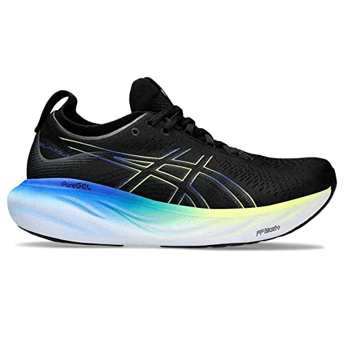 ASICS Nimbus 25 Men’s Running Shoes, 9.5 US, Black/Glow Yellow,