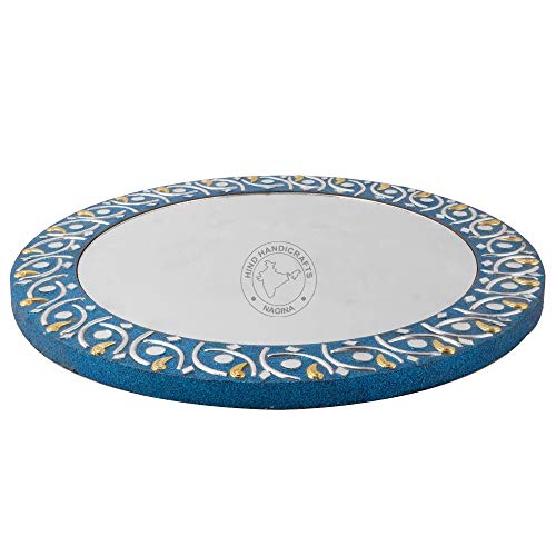 Image of Round Wall Mirror - Round Mirror, Rustic Accent Mirror for Bathroom, Entry, Dining Room, & Living Room. Metal Round Mirror for Wall (Turquoise 1, 12 inch x 12 inch)