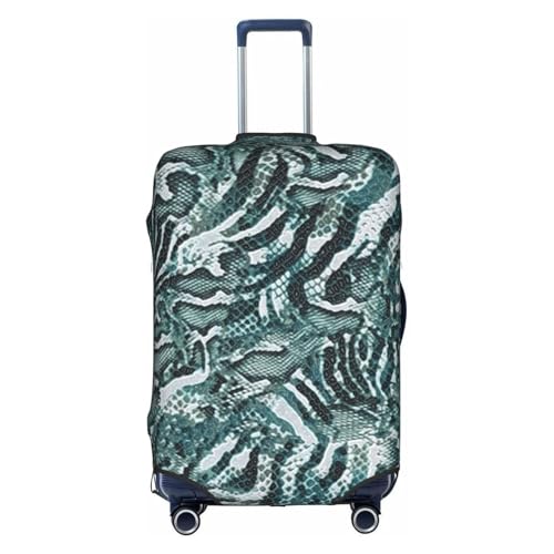 Green Snake Animal Skin Travel Luggage Cover Elastic Suitcase Protector Washable Baggage Covers For Trunk Case Fits 18-21 Inch Luggage