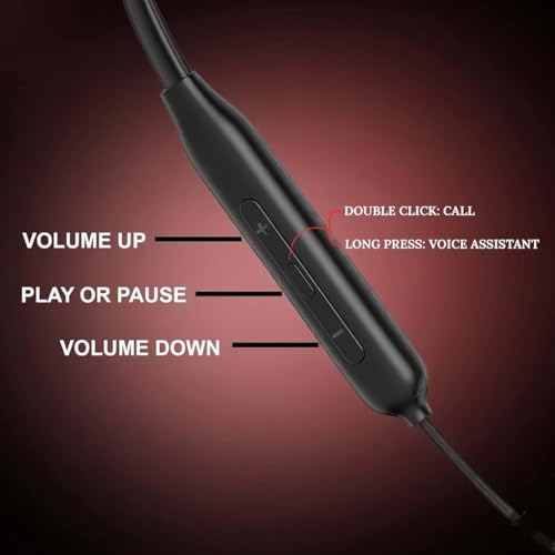 Image of Z2 Bluetooth Neckband Headphones, Black, 52 Hours Playtime, Wireless, Built-in Mic, Voice Assistant Bluetooth Headphone (Black)
